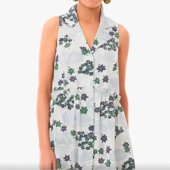 Tuckernuck Royal Shirtdress Coastal Preppy Province Breeze Floral Print Blue S - Picture 4 of 15